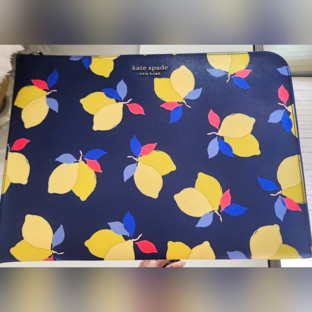 Kate Spade Cameron Lemon Zest L-zip Laptop Sleeve Case Bag